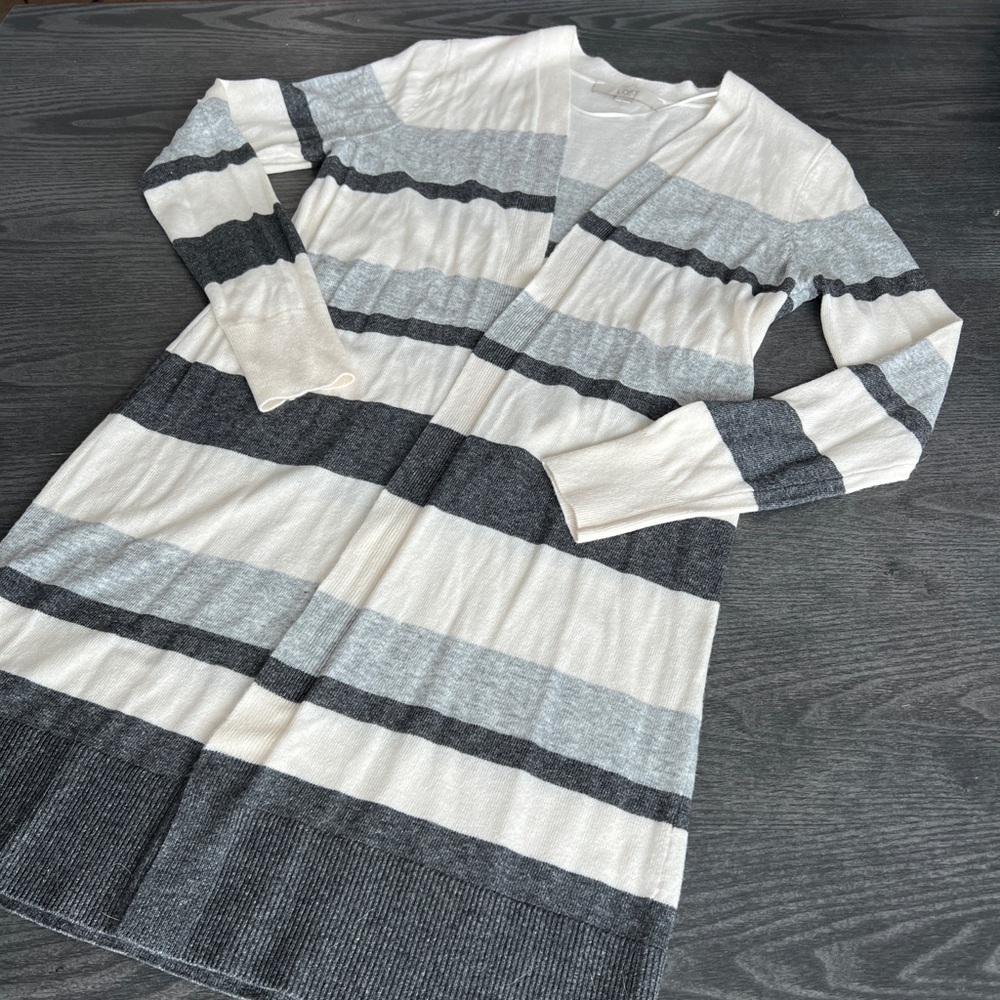 LOFT Extra-Long Open Front Cardigan Sweater (S)